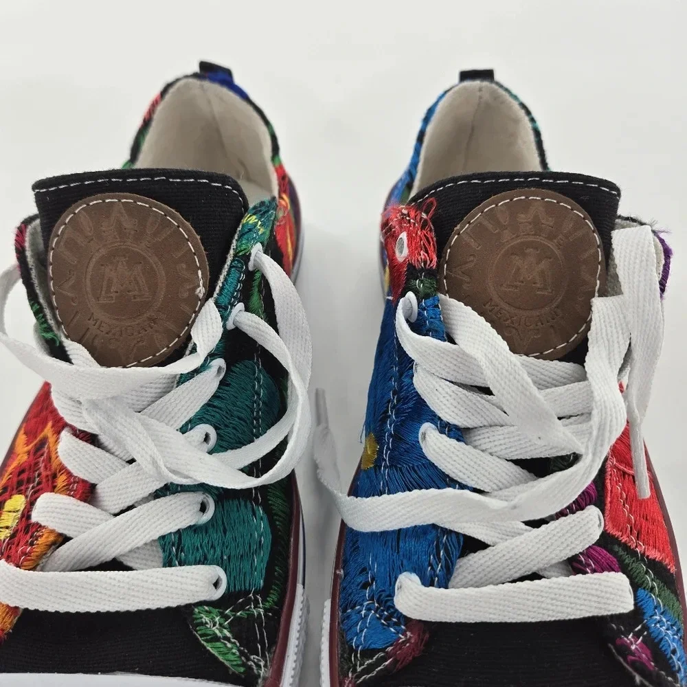 Ladies Hand Embroidered colorful floral sneaker shoes made in Mexico